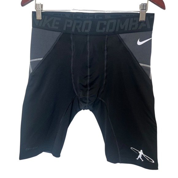 Nike Pro Combat Padded Compression Shorts Youth Large Black Baseball Swingman - Picture 1 of 11